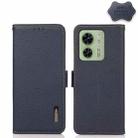 For Motorola Edge 40 KHAZNEH Side-Magnetic Litchi Genuine Leather RFID Phone Case(Blue) - 1