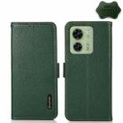 For Motorola Edge 40 KHAZNEH Side-Magnetic Litchi Genuine Leather RFID Phone Case(Green) - 1