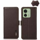 For Motorola Edge 40 KHAZNEH Side-Magnetic Litchi Genuine Leather RFID Phone Case(Brown) - 1