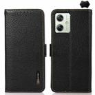 For Motorola Moto G54 5G KHAZNEH Side-Magnetic Litchi Genuine Leather RFID Phone Case(Black) - 1