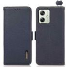 For Motorola Moto G54 5G KHAZNEH Side-Magnetic Litchi Genuine Leather RFID Phone Case(Blue) - 1