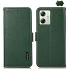 For Motorola Moto G54 5G KHAZNEH Side-Magnetic Litchi Genuine Leather RFID Phone Case(Green) - 1