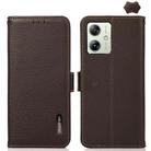 For Motorola Moto G54 5G KHAZNEH Side-Magnetic Litchi Genuine Leather RFID Phone Case(Brown) - 1