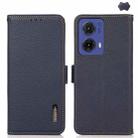 For Motorola Moto G85 KHAZNEH Side-Magnetic Litchi Genuine Leather RFID Phone Case(Blue) - 1