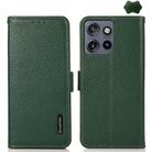 For Motorola Edge 50 Neo KHAZNEH Side-Magnetic Litchi Genuine Leather RFID Phone Case(Green) - 1