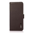 For Motorola Edge 50 5G KHAZNEH Side-Magnetic Litchi Genuine Leather RFID Phone Case(Brown) - 2