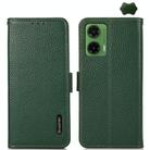 For Motorola Moto G35 KHAZNEH Side-Magnetic Litchi Genuine Leather RFID Phone Case(Green) - 1