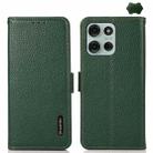 For Motorola Moto G75 5G KHAZNEH Side-Magnetic Litchi Genuine Leather RFID Phone Case(Green) - 1