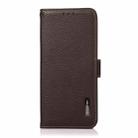 For Motorola Moto G75 5G KHAZNEH Side-Magnetic Litchi Genuine Leather RFID Phone Case(Brown) - 2