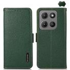 For Motorola Moto G15 4G / G05 KHAZNEH Side-Magnetic Litchi Genuine Leather RFID Phone Case(Green) - 1