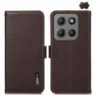 For Motorola Moto G15 4G / G05 KHAZNEH Side-Magnetic Litchi Genuine Leather RFID Phone Case(Brown) - 1