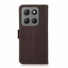 For Motorola Moto G15 4G / G05 KHAZNEH Side-Magnetic Litchi Genuine Leather RFID Phone Case(Brown) - 3