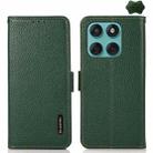 For Motorola Edge 60 Fusion KHAZNEH Side-Magnetic Litchi Genuine Leather RFID Phone Case(Green) - 1