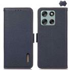 For Motorola Moto G56 5G KHAZNEH Side-Magnetic Litchi Genuine Leather RFID Phone Case(Blue) - 1