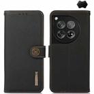 For OnePlus 12 KHAZNEH Custer Genuine Leather RFID Phone Case(Black) - 1