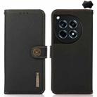 For OnePlus 12R KHAZNEH Custer Genuine Leather RFID Phone Case(Black) - 1