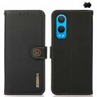 For OnePlus CE4 Lite KHAZNEH Custer Genuine Leather RFID Phone Case(Black) - 1