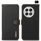 For OnePlus 13 KHAZNEH Custer Genuine Leather RFID Phone Case(Black) - 1