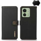 For Motorola Edge 40 KHAZNEH Custer Genuine Leather RFID Phone Case(Black) - 1