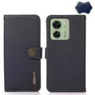For Motorola Edge 40 KHAZNEH Custer Genuine Leather RFID Phone Case(Blue) - 1
