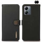 For Motorola Moto G14 4G KHAZNEH Custer Genuine Leather RFID Phone Case(Black) - 1