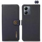 For Motorola Moto G14 4G KHAZNEH Custer Genuine Leather RFID Phone Case(Blue) - 1