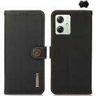 For Motorola Moto G54 5G KHAZNEH Custer Genuine Leather RFID Phone Case(Black) - 1