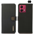 For Motorola Moto G84 5G KHAZNEH Custer Genuine Leather RFID Phone Case(Black) - 1