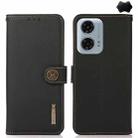 For Motorola Moto G24 KHAZNEH Custer Genuine Leather RFID Phone Case(Black) - 1