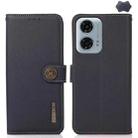 For Motorola Moto G24 KHAZNEH Custer Genuine Leather RFID Phone Case(Blue) - 1