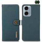 For Motorola Moto G34 KHAZNEH Custer Genuine Leather RFID Phone Case(Green) - 1