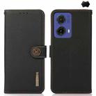 For Motorola Moto G85 KHAZNEH Custer Genuine Leather RFID Phone Case(Black) - 1