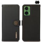 For Motorola Moto G35 KHAZNEH Custer Genuine Leather RFID Phone Case(Black) - 1