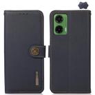 For Motorola Moto G35 KHAZNEH Custer Genuine Leather RFID Phone Case(Blue) - 1