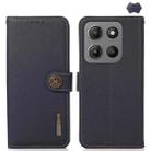 For Motorola Moto G15 4G KHAZNEH Custer Genuine Leather RFID Phone Case(Blue) - 1