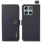 For Motorola Moto G56 5G KHAZNEH Custer Genuine Leather RFID Phone Case(Blue) - 1