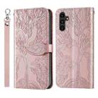 For Samsung Galaxy A25 5G Life Tree Embossing Pattern Leather Phone Case(Rose Gold) - 1
