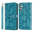 For Samsung Galaxy S23 FE 5G Life Tree Embossing Pattern Leather Phone Case(Blue) - 1