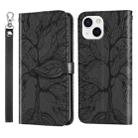For iPhone 15 Plus Life Tree Embossing Pattern Leather Phone Case(Black) - 1