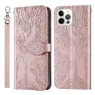 For iPhone 15 Pro Max Life Tree Embossing Pattern Leather Phone Case(Rose Gold) - 1