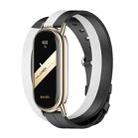 For Xiaomi Mi Band 8 Mijobs Double-Loop Leather Watch Band(Black+White+Light Gold) - 1