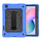 For Samsung Galaxy Tab S6 Lite P610 Contrast Color Robot Shockproof Silicon + PC Protective Case with Holder & Pen Slot(Dark Blue) - 1