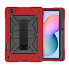 For Samsung Galaxy Tab S6 Lite P610 Contrast Color Robot Shockproof Silicon + PC Protective Case with Holder & Pen Slot(Red Black) - 1