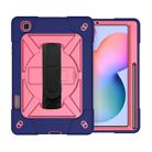 For Samsung Galaxy Tab S6 Lite P610 Contrast Color Robot Shockproof Silicon + PC Protective Case with Holder & Pen Slot(Navy Rose Red) - 1