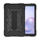For Samsung Galaxy Tab A8.4 (2020) T307 Contrast Color Robot Shockproof Silicon + PC Protective Case with Holder & Pen Slot(Black) - 1