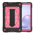 For Samsung Galaxy Tab A8.4 (2020) T307 Contrast Color Robot Shockproof Silicon + PC Protective Case with Holder & Pen Slot(Black Rose) - 1