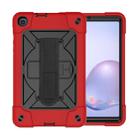 For Samsung Galaxy Tab A8.4 (2020) T307 Contrast Color Robot Shockproof Silicon + PC Protective Case with Holder & Pen Slot(Red Black) - 1