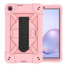 For Samsung Galaxy Tab A8.4 (2020) T307 Contrast Color Robot Shockproof Silicon + PC Protective Case with Holder & Pen Slot(Rose Gold) - 1