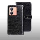 For vivo Y78 5G idewei Crocodile Texture Leather Phone Case(Black) - 1