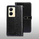 For vivo V29 Lite 5G idewei Crocodile Texture Leather Phone Case(Black) - 1